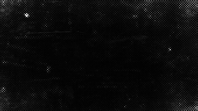 Abstract black and white grunge texture background with halftone dot pattern and subtle scratch overlay 4k video