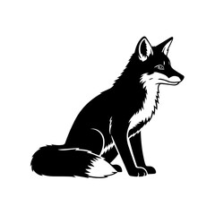 Obraz premium Elegant Black Fox Silhouette Art - Serene Wild Canine Illustration