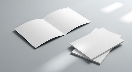 Open blank magazine mockup isolated on white background, showcasing a clean and professional presentation style
