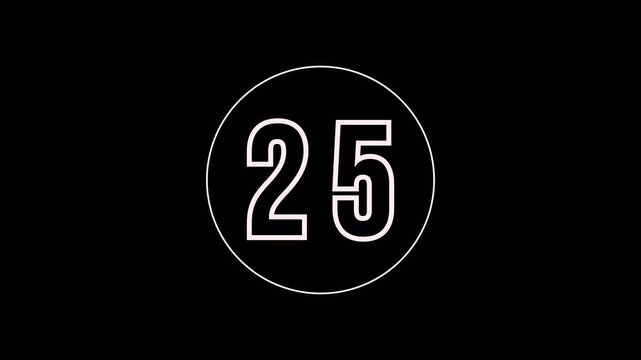 30 to 0 Second Digital Countdown Timer Glitch Effect Animation. White Numbers in Circle, Minimal HUD Interface, Black Background. - Powered by Adobe