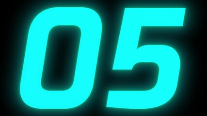 Digital countdown timer showing the number top 10 with a bright cyan glow inside a yellow led light ring 4k video - Powered by Adobe