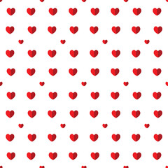 Red Heart Seamless Pattern on White Background Design
