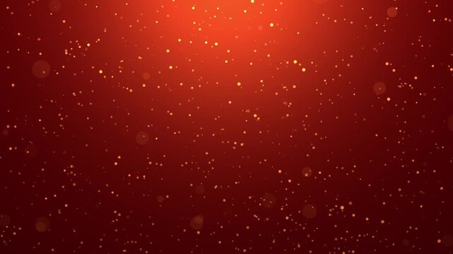 Red abstract bokeh glitter background with glowing light and floating sparkles for festive celebration themes.