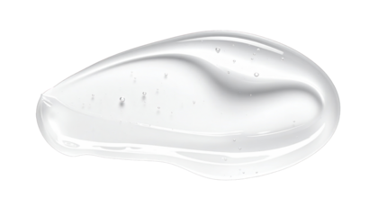 A glossy, transparent gel smear, smoothly swirled, isolated on a stark black background