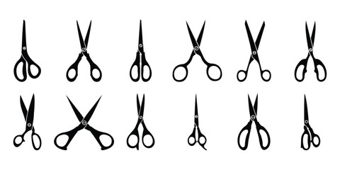 scissors icon vector set, cutting tool vector . Scissors logo icon. Simple silhouette of  scissors. Stock vector illustration isolated on a white background. eps 10