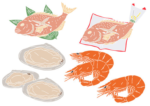 おせち③6種　版画