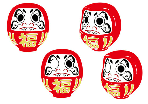 だるま4種　版画