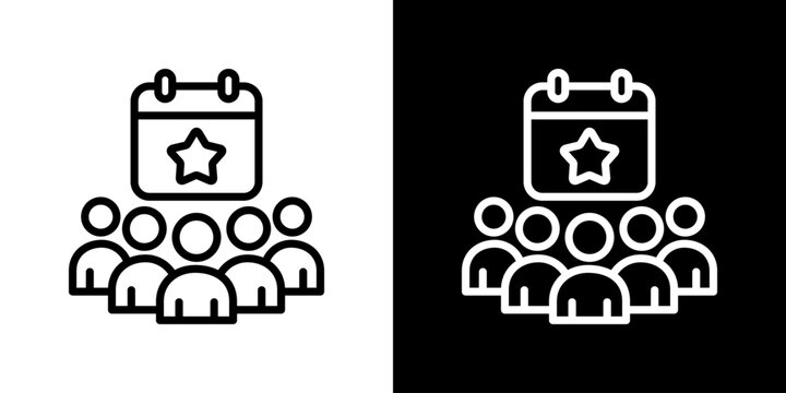 Community Event Icon Vector Illustration. Fresh Line Design Built For Creative Flexibility In Light And Dark Versions.