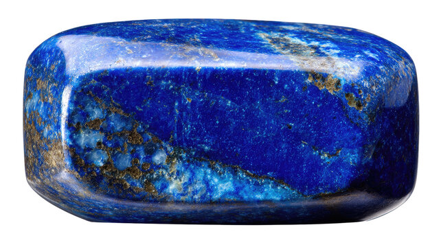 rectangular polished blue gemstone with textured mineral patterns displayed on white background for natural stone design concepts 