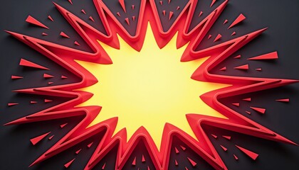 High-energy graphic explosion frame with red spikes and vibrant yellow center
