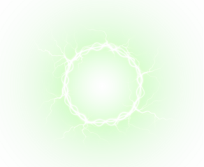 PNG Energy Overlay with Green Electric Lightning and Shock Effect on transparent background