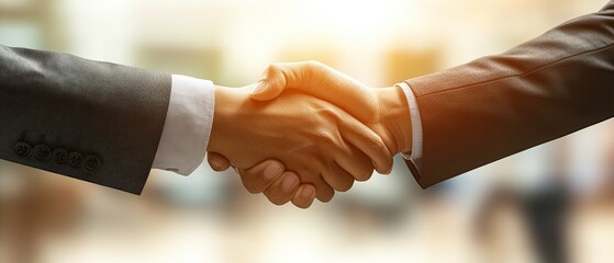 Business handshake, meeting in light
