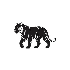 【Animals Icons – Basic】Walking Tiger Silhouette Logo | 歩くトラのシルエットロゴデザイン