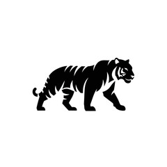 【Animals Icons – Basic】Tiger Silhouette Logo | シンプルな虎のシルエットロゴ