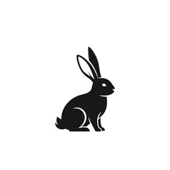 【Animals Icons &ndash; Basic】Rabbit Silhouette Logo | 右向きのウサギのシルエットロゴ