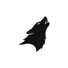 【Animals Icons – Basic】Howling Wolf Silhouette Logo | 遠吠えするオオカミのシルエットロゴ