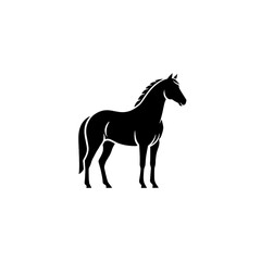 【Animals Icons – Basic】Standing Horse Silhouette Logo | 立ち姿の馬のシルエットロゴデザイン