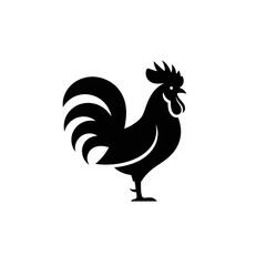 【Animals Icons – Basic】 50Rooster Silhouette Logo | シンプルな雄鶏のシルエットロゴデザイン