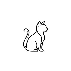 【Animals Icons – Basic】Minimal Cat Silhouette Logo | シンプルな猫のシルエットロゴデザイン