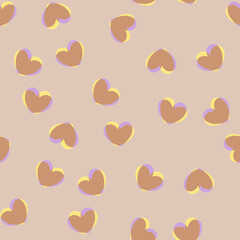 Hand-drawn overprint heart pattern on warm brown background