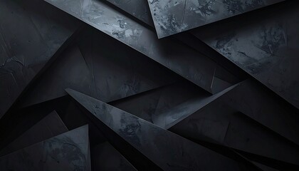 Shadowy geometric shapes overlapping in matte dark layers, modern abstract wallpaper forming a mysterious cinematic atmosphere with deep tones, soft gradients, subtle depth, refined structure, and cal