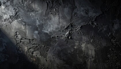 Dark charcoal textured wall background with deep matte grain and subtle ambient shadows creating a moody atmospheric surface suitable for photography, design projects, interior visualization, digital 