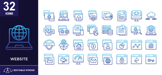 Website line  gradient icon set