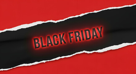 A striking black friday advertisement featuring bold red text on a dynamic red and black background