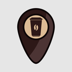 Coffee Location Marker Icon for Caf&eacute; Maps. Vector illustration