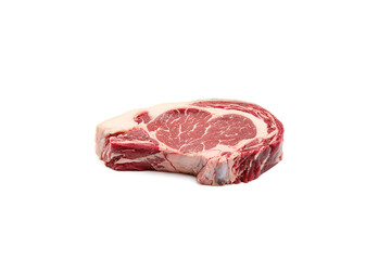 sliced raw beef steak isolated on white background