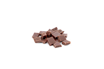 Pieces of tasty chocolate isolated on white