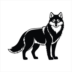 Powerful black wolf standing as a majestic wildlife symbol in a bold vector illustration