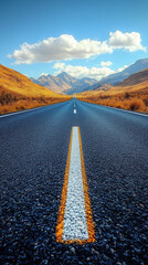 A clear asphalt road with white lines, symbolizing a journey into the distance. --ar 9:16 --raw --stylize 750 --v 6.1 Job ID: 3bed87fc-5457-4b98-87d7-23a1ea144358