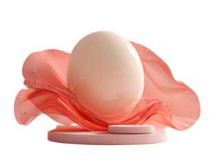 Elegant easter egg on a pink platform isolated on transparent background