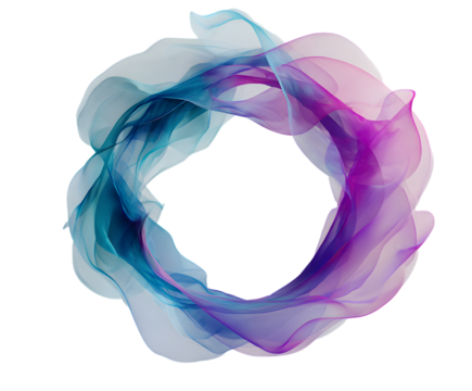 Abstract flowing ring with blue and purple hues isolated on transparent background - Powered by Adobe