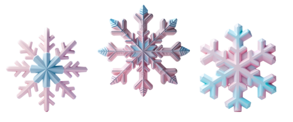 3D snowflake isolated on transparent background
