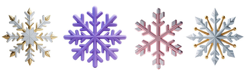 Fototapeta premium 3D snowflake isolated on transparent background