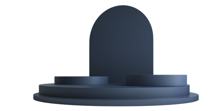 Elegant navy blue product display stand isolated on transparent background