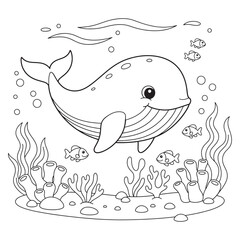 illustration vector graphic of whale perfect for coloring book