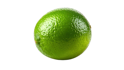 Vibrant green citrus fruit isolated against a stark black background