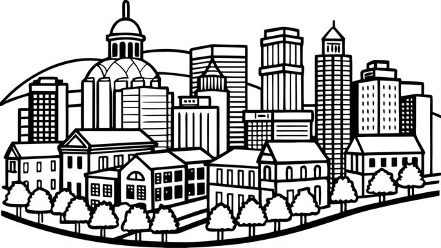 Very beautiful Lancaster City, Pennsylvania skyline in a soft tilt-shift aerial panorama, highlighting charming downtown architecture, compact urban blocks, and a gentle miniature-effect atmosphere in