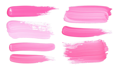 Vibrant pink paint strokes on a black background, showcasing color variations and textures