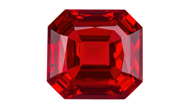 A vibrant, square-cut gemstone sparkles brilliantly against a stark black backdrop