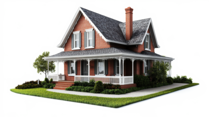 Traditional American house with large front porch
