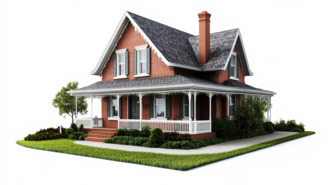 Traditional American house with large front porch
