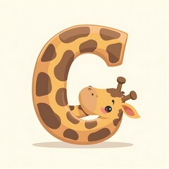 Giraffe Cartoon Forming the Letter G for Educational Purpose