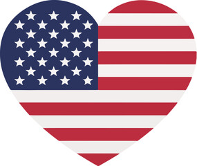 American Flag Heart Icon - USA Patriotism and Love Vector American, Flag, Heart, Icon, USA, Patriotism, Love, United, States,