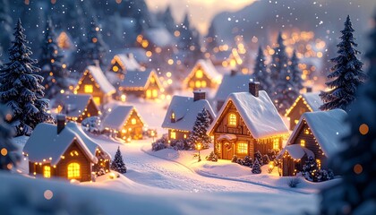 Naklejka premium Christmas winter night landscape with a snow-covered house in the forest, an illustration for a holiday card