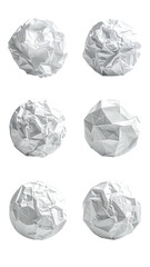 Fototapeta premium Six crumpled, white paper balls against black backdrop