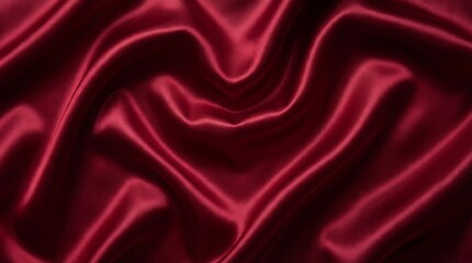 Fototapeta premium Closeup of luxurious, deep red satin fabric with elegant, flowing, and soft drapes creating a rich, textured background or abstract pattern